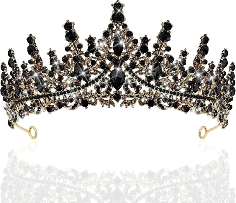 TAROSE Crowns for Women, Queen Crystal Gold Silver Tiaras with White Rhinestone and Combs, Goddess Crown for Wedding Bride Birthday Princess Bridal Shower Hair Accessories for Women - Image 1